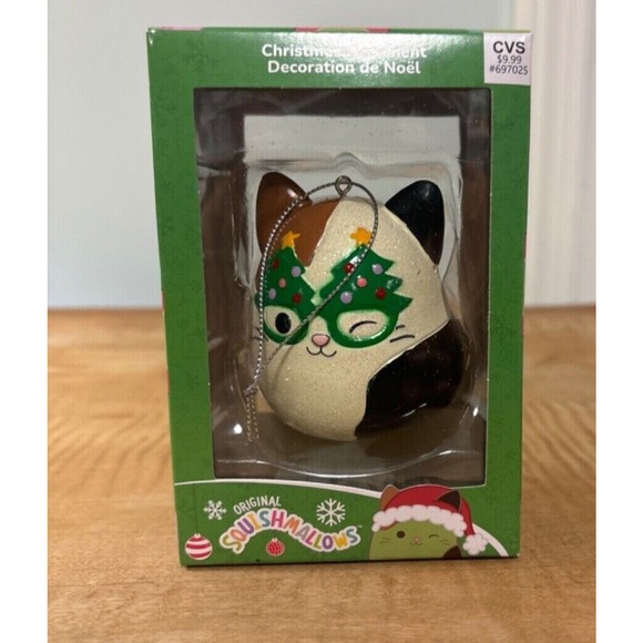 2023 Cam Calico Cat Kurt Adler Christmas Trees Glasses Squishmallow Ornament Toy - Picture 1 of 3